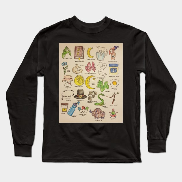 THE A-Z OF INCURABLE ILLNESS 'CURES' Long Sleeve T-Shirt by Kathfantastic